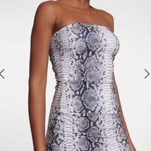 NORMA KAMALI Snake Print Bandeau Jersey Dress Size XL